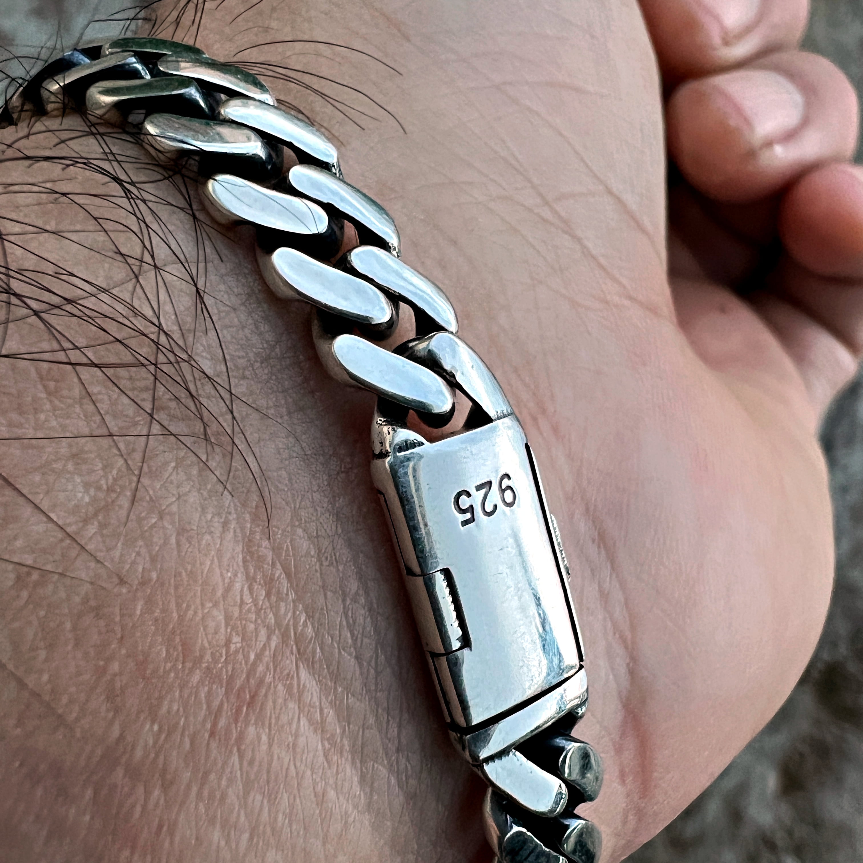 Real Solid 925 Sterling Silver Sleek Cuban Link Oxidized Chain