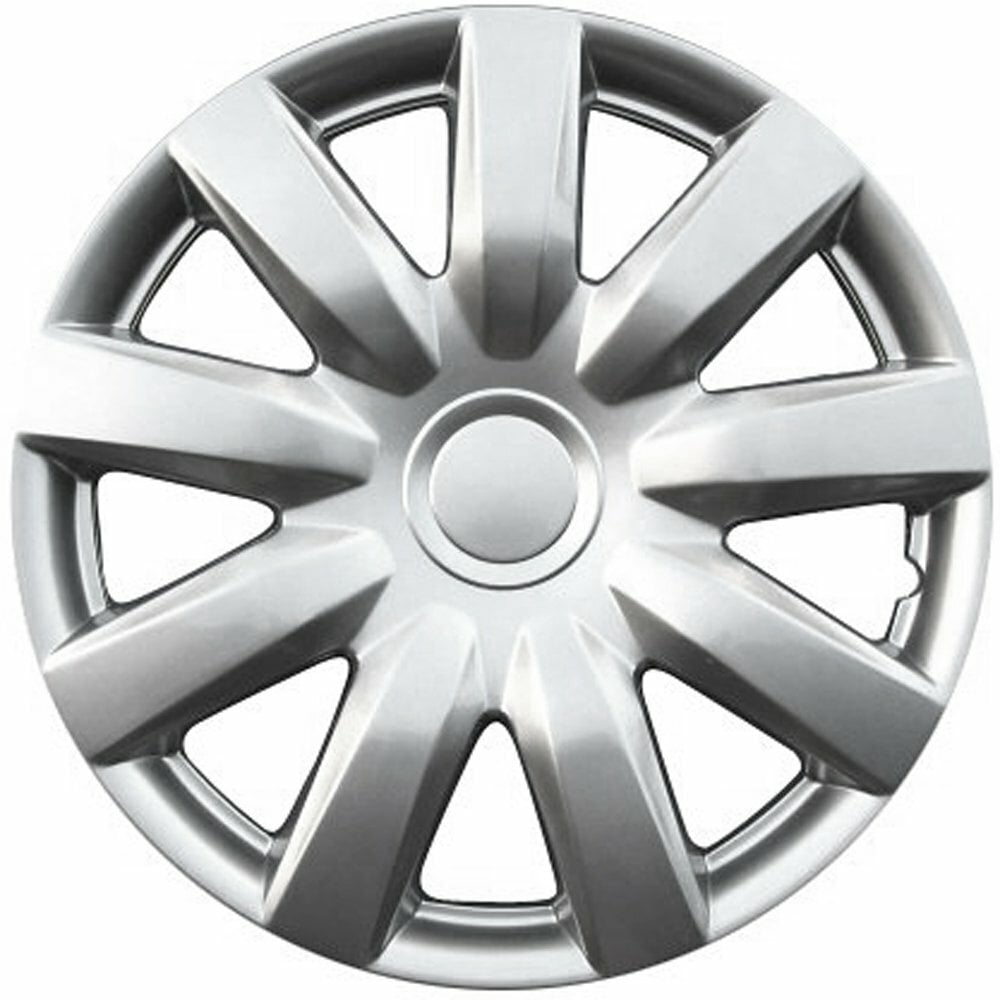 Fuel Rider Set of 4 15 inch Silver Snap-On Hubcaps With 9 Spoke Compatible With 2004-2006 Toyota Camry Standard Steel Wheel Covers