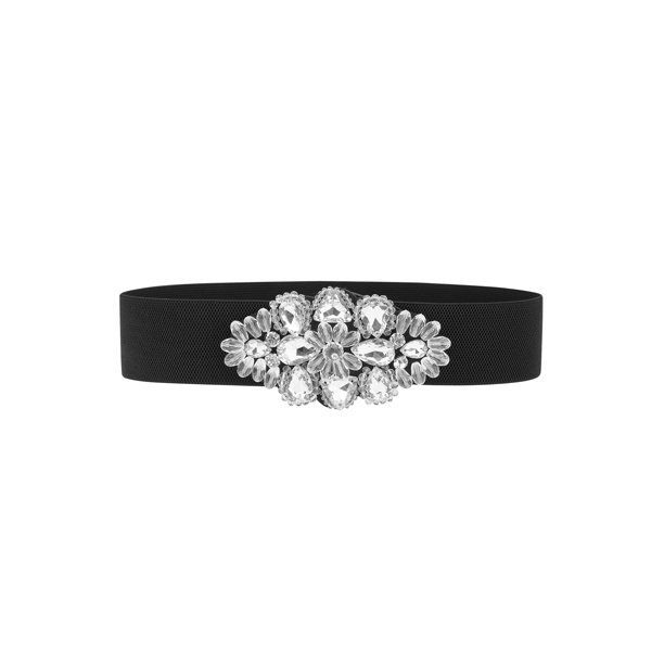 Cinturón ancho elástico para mujeres INSPIRE CHIC con grandes piedras de strass, corsé elegante para vestido blanco