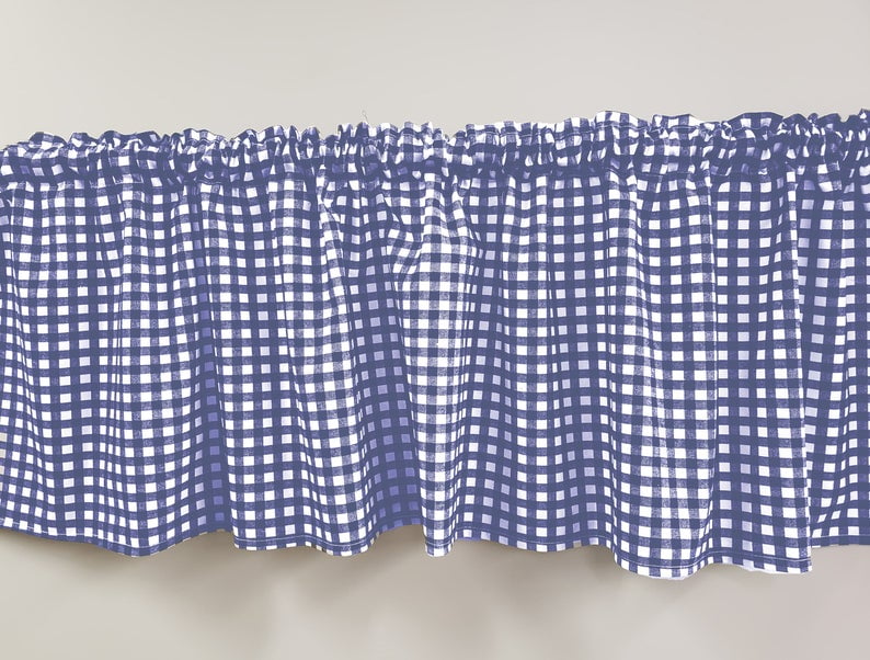 Navy Blue & White Checked Gingham Gingham Curtain Panels by Penny's