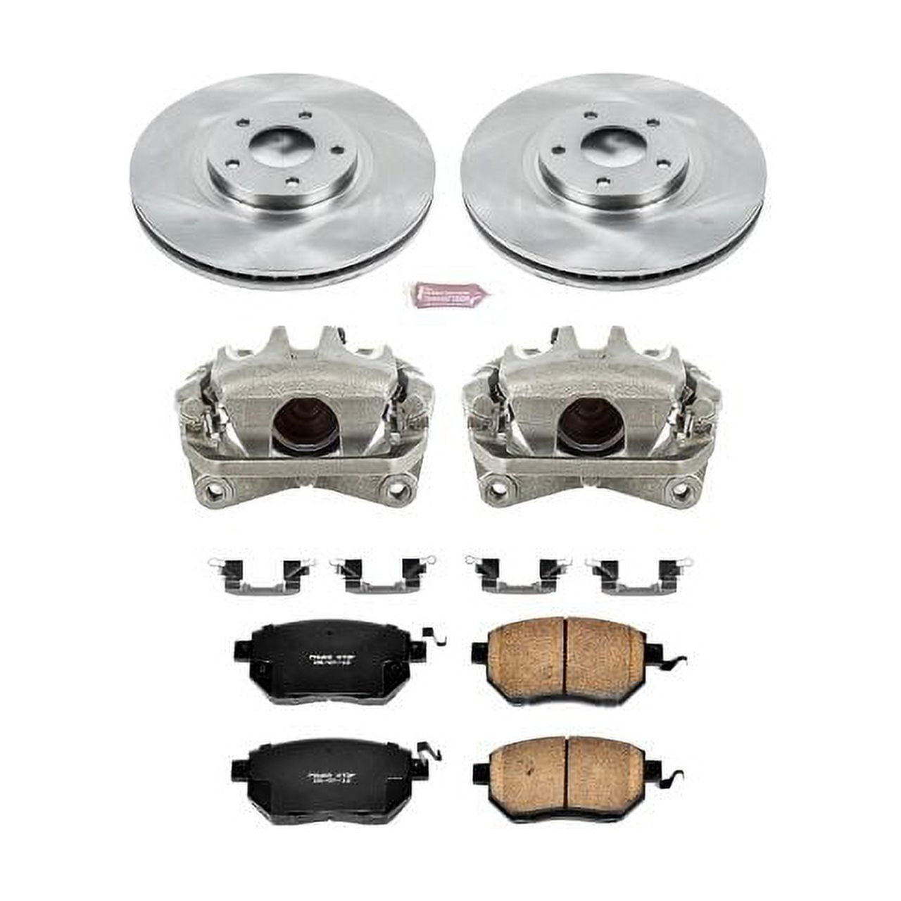 PowerStop Front Stock Replacement Brake Pad and Rotor Kit with Calipers Fits: NISSAN Select Models KCOE091A