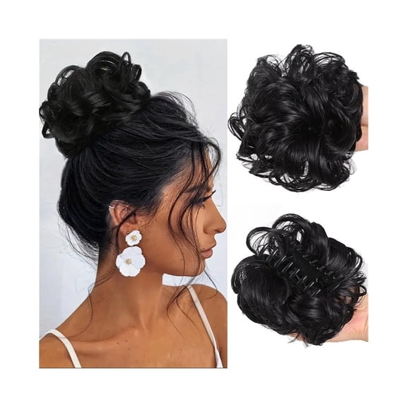 Messy Bun Hair Piece Wavy Curly Claw Clip Hair Bun Synthetic Fake Messy Bun Hair Extensions