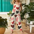 thumbnail image 2 of ASDFVBKG Valentine's Day Jumpsuit for Women Fashion One Piece Button Jumpsuits with Pocket Wide Leg Onesie Heart Graphic Relaxed Fit Overalls Loose Clothing Beige XL, 2 of 5