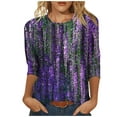 thumbnail image 2 of Jsaierl 3/4 Sleeve Tops for Women Casual Round Neck Shirts Boho Print Ladies Blouses Soft Holiday Tunic Top S-5XL, 2 of 5
