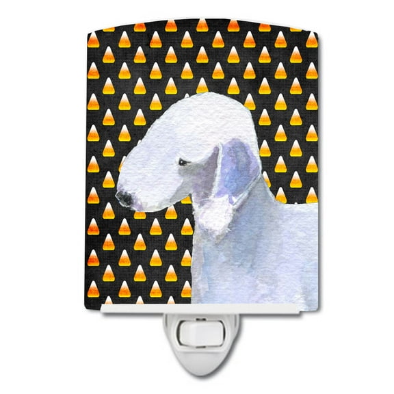 Caroline's Treasures SS4276CNL Bedlington Terrier Candy Corn Halloween Portrait Ceramic Night Light, 6x4x3", multicolor
