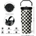 thumbnail image 2 of 30 Oz Black and white Checkered FlipTumbler with Handle Lid and Straw, Checkered Tumbler Water Bottle Travel Coffee Cup Mug,Checkered Gifts for Women Men, 2 of 6
