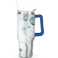 thumbnail image 2 of 40oz Cute Ocean Life Turtle Stainless Steel Flip Straw Tumbler Spill Proof Travel Cup Double Wall Vacuum Insulated Coffee Mug with Top Handle, 2 of 6