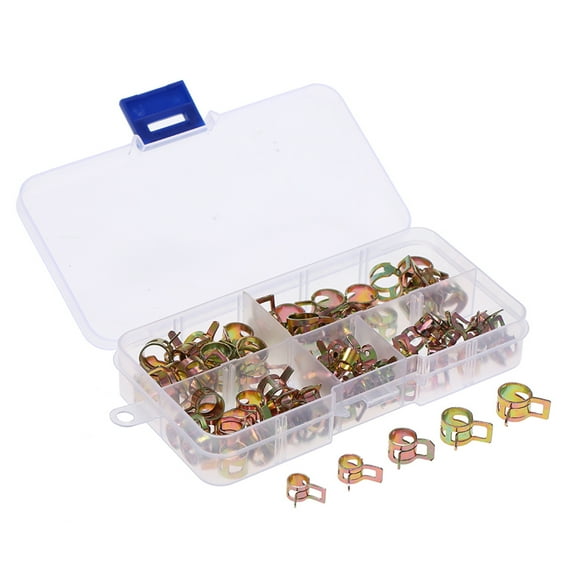 Walmeck 75 Pcs Assortment Set 678910mm Autos Spring Clip Hose Clamps Fuel Oil Water Hose Tube Clamp Fastener