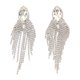 thumbnail image 4 of 2 pendientes colgantes de diamantes de imitación hechos a mano con cuentas y flecos para mujeres y niñas, boda nupcial, plata, 4 of 10