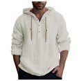 thumbnail image 4 of JLFKNG Mens Shirts Casual Long Sleeve Shirts For Men Buttons Up Hooded Simple Solid Color Cotton Tee Shirts Lounge Clothing Fot Men, 4 of 4