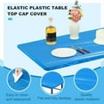 thumbnail image 3 of 12 Pcs Plastic Table Cloths Disposable for Parties Picnic Table Covers with Fall Elastic Fitted Elastic Cover Rectangle Waterproof for Thanks Giving Christmas Picnic(8 Ft, 96 x 30 Inch,Blue), 3 of 7