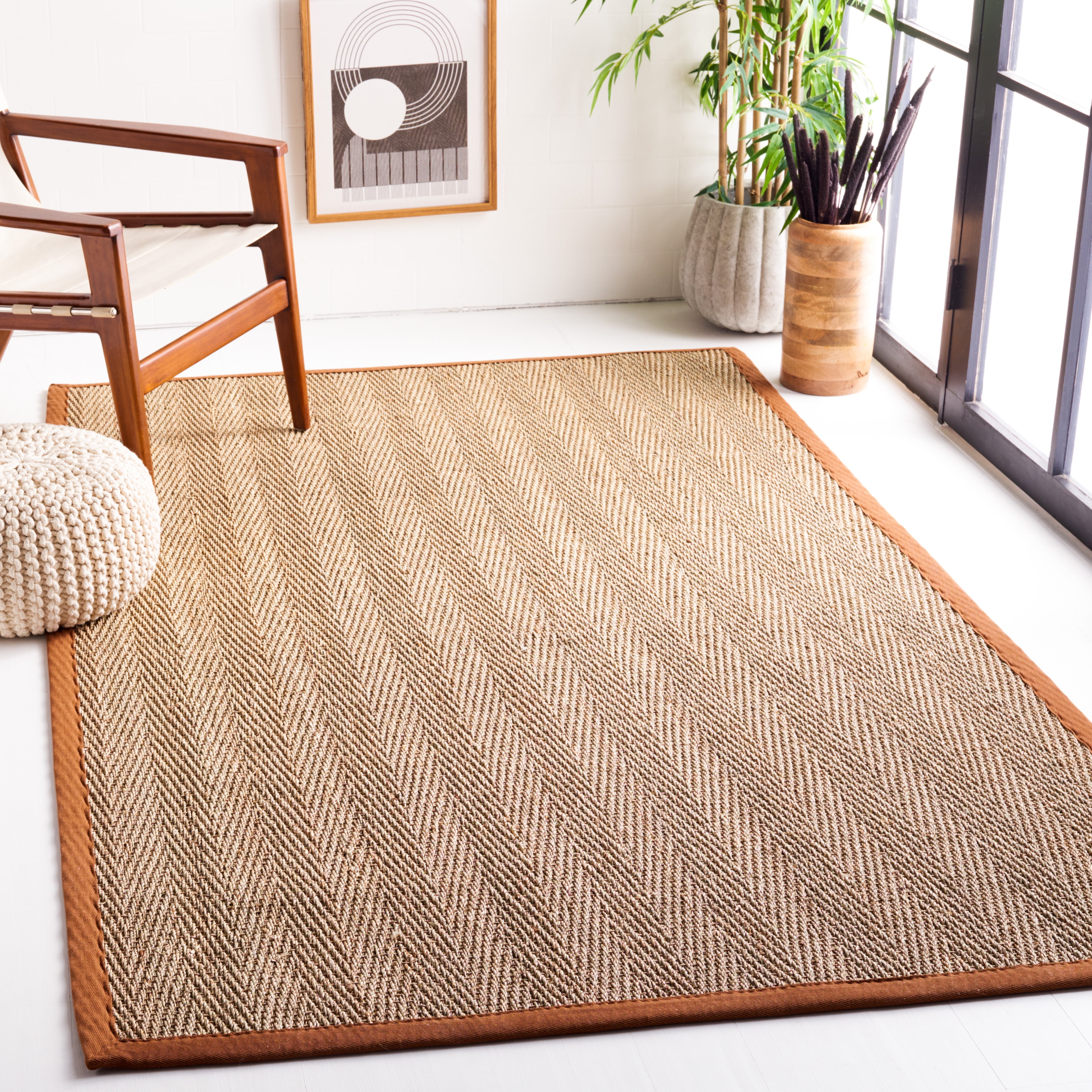SAFAVIEH Natural Fiber Maisy Solid Area Rug, Natural/Brown, 2' x 3'