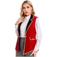 thumbnail image 3 of YiZYiF Gilet de Cirque pour Femmes, Queue-de-Pie, Col à Revers, Sans Manches, Vintage, Ouvert devant, Rouge 3TG, 3 of 8
