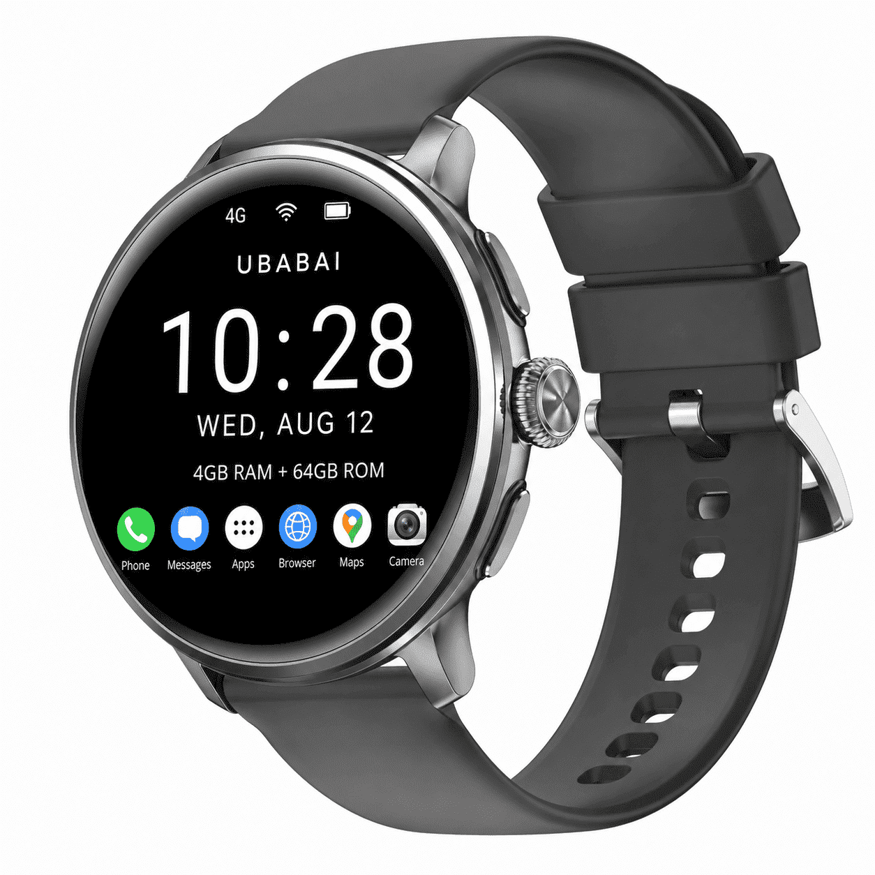 UBABAI 4G Android 10 Smartwatch with Sim Card Slot 1.6 in Amoled GPS Wi-Fi 2MP Rotating Camera 8GB Ram 128GB Storage Rom