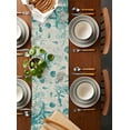 thumbnail image 5 of Hokiten Table Runners 90 Inches Long Dress Scarves, Turquoise Starfish Farmhouse Coffee/Dining/Kitchen Table Runner for Living Room, Ocean Nautical Seahorse Coral Shell 13x90 Inch, 5 of 7