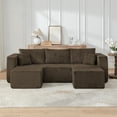 thumbnail image 6 of 94.1" modular Sectional Sofa,Compressed Corduroy couch, Comfy Compression Sofa for small spaces, Brown, 6 of 9