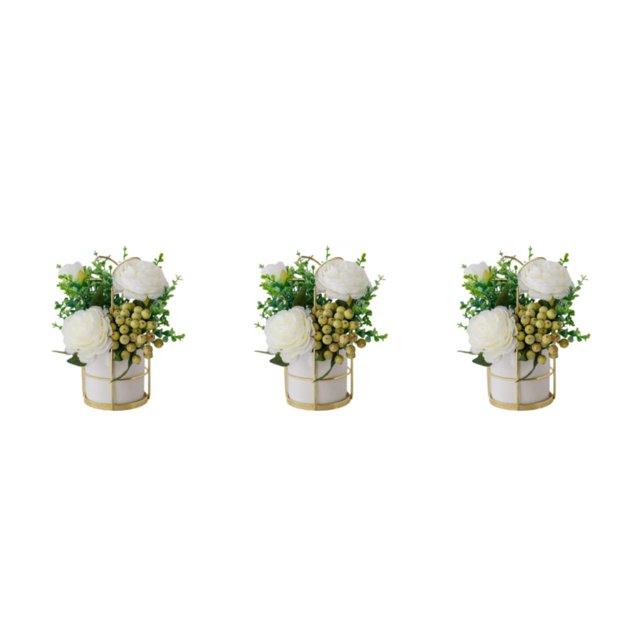 relayinert Simulation Flower Set Low Maintenance Easy To Clean Fake Peony Silk Hydrangea Flower Silk Artificial Flowers With Vase Pinellia white 3Set