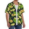 thumbnail image 3 of Kuqiui Fresh Avocado Print Men's Button Down Shirts Short Sleeve Casual Shirts Hawaiian Shirts Vacation Wedding Shirts with Pocket-3X-Large, 3 of 5