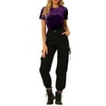 thumbnail image 5 of INSPIRE CHIC Women's Party Velvet Shirt Crew Neck Short Sleeve Casual T-Shirt 3XL Purple, 5 of 7