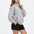thumbnail image 2 of Womens Sweatshirts Quarter Zip Cropped Pullover Y2k Fleece Fall Fashion Tops Outfits, 2 of 5