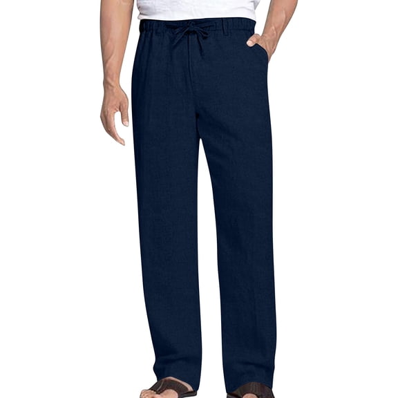 FchengtaiS Men's Straight Leg Pants Drawstring Waist Regular Fit Trousers Casual Business Daily Spring Fall Wear