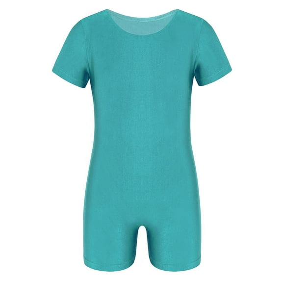 inhzoy Girls Boys Short Sleeves Ballet Dance Unitard Leotard Turquoise 4