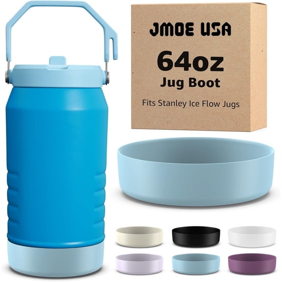 Jmoe USA Boot For Stanley IceFlow Jug | Made of Color Matched Silicone | Durable, Non-Slip Protective Sleeve | Prevents Dings and Scratches (Azure, 64 Ounces)