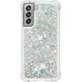 thumbnail image 2 of Compatible with Samsung Galaxy S21 FE Case Glitter Luxury Cute Love Liquid Quicksand Clear TPU Girls Women Stylish Bumper Shockproof Protective Case for Samsung Galaxy S21 FE 5G Sliver YB, 2 of 12