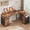 57"Rustic Brown, variant on Satifur 65 Inch Reversible L Shaped Computer Desk with LED Lights & Outlets, Office Desk with 3 Drawers & 1 File Cabinet, Rustic Brown
