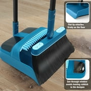 JEHONN Broom and Dustpan Set for Home with 54 inches Long Handle (Blue)