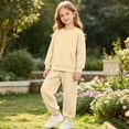 thumbnail image 6 of Eltusu Girls Outfit Sets Two Pieces, Elaastic Waistband Sports Long Sleeve Sweatshirts and Joggers Sets Beige Size 12-13 T, 6 of 8