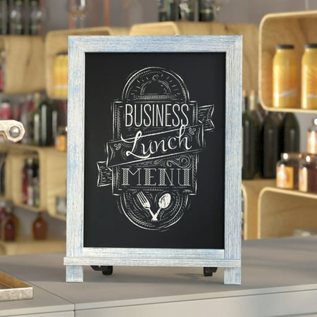 Alamont Home - Canterbury 12"W x 1.88"D x 17"H Magnetic Tabletop Chalkboard - Rustic Blue