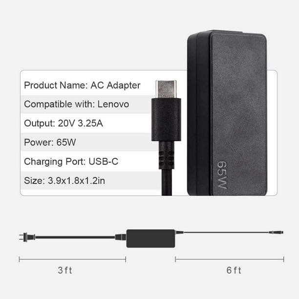 65w chargeur usb c pour ordinateur portable lenovo yoga 720 730-13