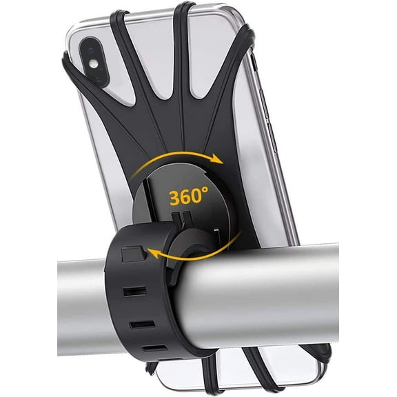 Bike Phone Mount, Motorcycle Handlebar Mount, 360° Rotation All Silicone Bicycle Phone Holder, Compatible with iPhone 13/12/11 Pro Max XS Max XR X 8 7 6S Plus SE 2022 12 Mini,Samsung Galaxy