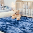 thumbnail image 3 of ZENELESS Fluffy Area Rugs for Living Room,4x6 Shag Rectangular Carpets for Bedroom Tie-Dye Blue, 3 of 7