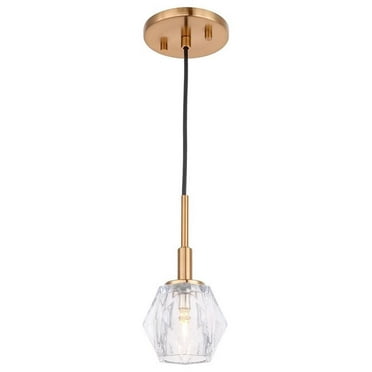 Woodbridge Lighting Jewel Hexagonal Crystal/Metal Mini-Pendant in Brass