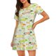 thumbnail image 1 of Fotbe Dachshund Dog Puppy Bata de Dormir para Mujer con Estampado, Camisón de Algodón de Manga Corta, Ropa de Dormir Casual, 1 of 6