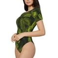 thumbnail image 2 of Balery Tropical Palm Leaves Fern Leaf Women's Short Sleevee Crew Neck Bodysuit Tops Short Sleeve Tops Basic-Medium, 2 of 9