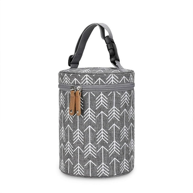 Bolsa térmica para leche materna, biberones y comida para bebés, color gris