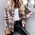 thumbnail image 5 of Frostluinai Womens Flannel Shacket Jacket Casual Plaid Button Down Long Sleeve Shirt Cardigan Vintage Casual Fall Jacket Coat with Pocket, 5 of 6