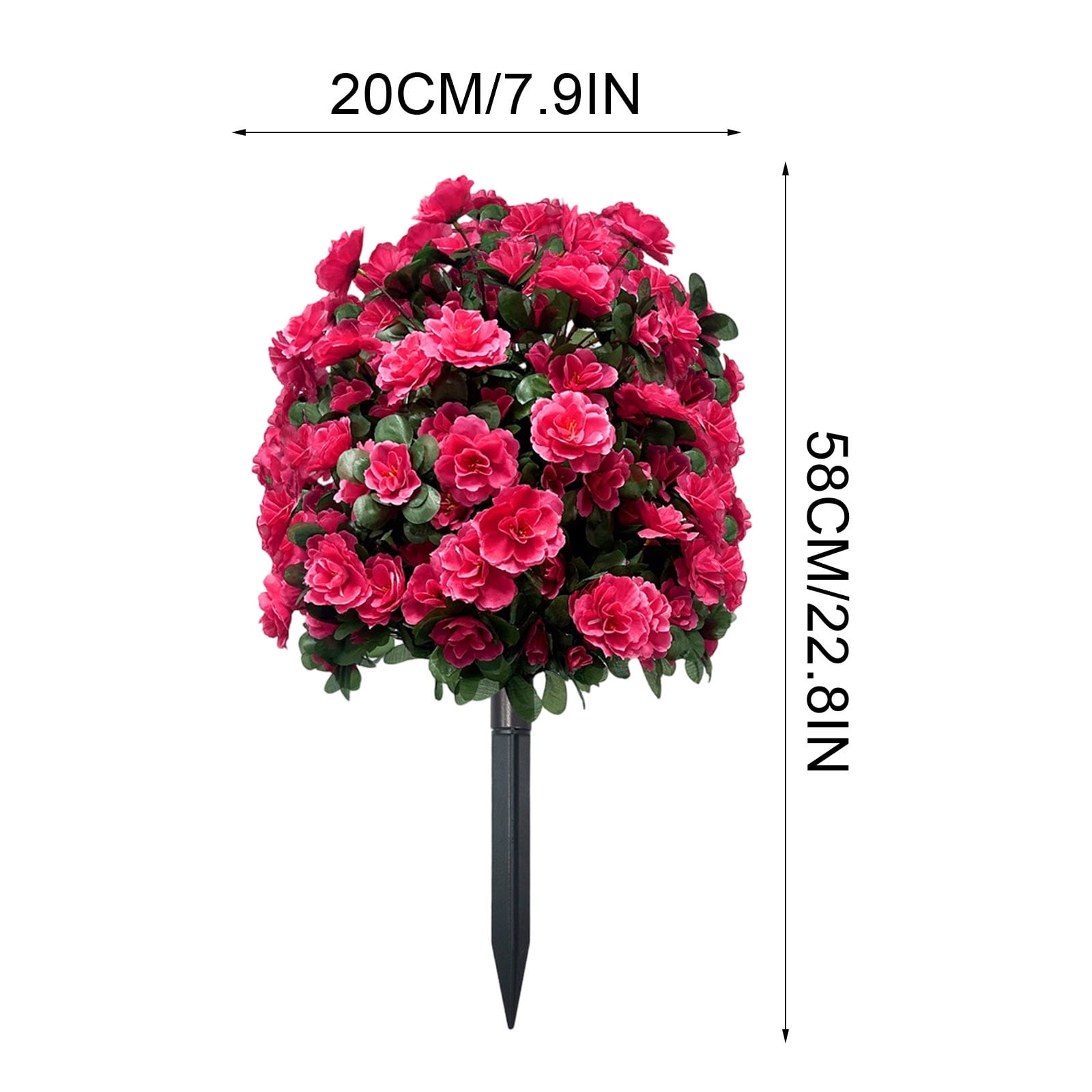 Artificial Rhododendron Tree - Magenta Fabric Flowers, Leaves, Metal Ground Stake, Outdoor Decoration, Scene Arrangement, Artificial Flowers, for Garden, Yard, Patio, UV-Resistant & Weather-Proof