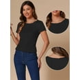 thumbnail image 2 of DARING DIVA Women's Crew Neck Knit Short Sleeve Textured Blouse L Black, 2 of 6
