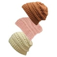 thumbnail image 1 of Women's 3-Pack Knit Beanie Cap Hat - Ivory/India Pink/Rust, 1 of 1