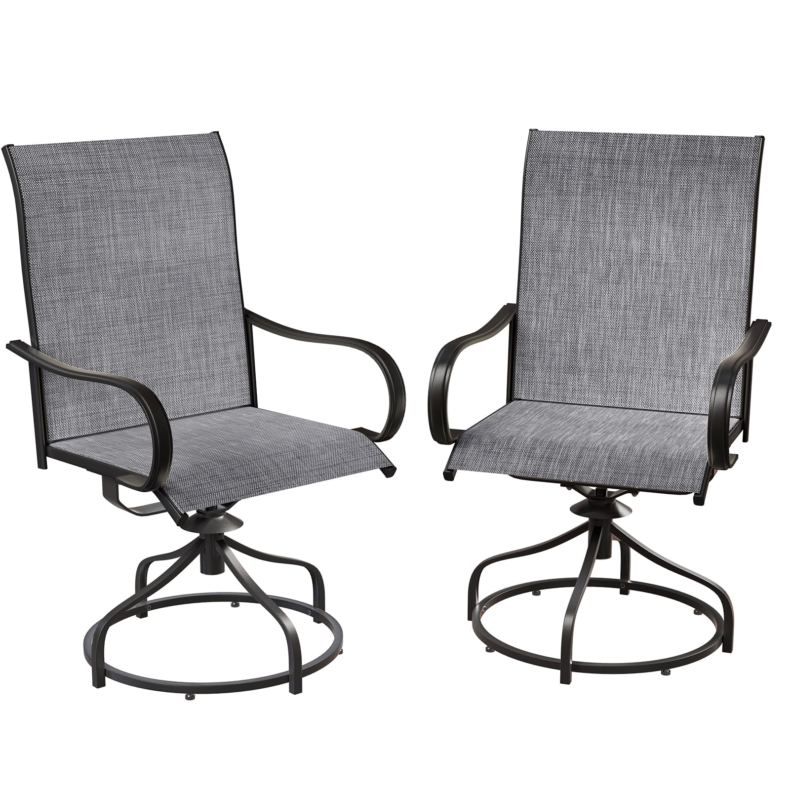 TLSUNNY Patio Swivel Dining Chairs Set of 2, 360° Swivel Outdoor Dining Chairs W/ High Back, Metal Frame, for Lawn, Garden, Deck (Table Not Included)