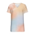 thumbnail image 4 of Jewelreauty Women's Casual V Neck Shirts Summer Short Sleeve Tie-Dye Tunic Tops 2025 Loose Tee Blouses (S, Light Blue), 4 of 5