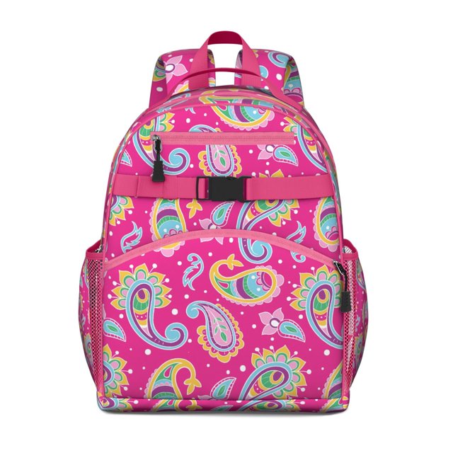 Ornement Floral Ethnique Paisley Rétro Sac à Dos Étudiant Bretelles Réglables Sangle de Poitrine Léger Durable Sac à Dos Scolaire