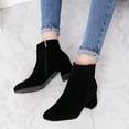 thumbnail image 2 of Women Fashion Waterproof Snow Boots Fashion Color Boots Block Suede Short Solid Heel Side Womens Zipper Boots Womens Boots, 2 of 4