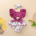 thumbnail image 4 of Body Para Bebé, Conjunto De Canastilla, Mono Para Niño Recién Nacido, Chaleco Para Niña, Estampado De Sirena, Mameluco Con Volantes, Diadema, Conjunto Morado Odeerbi  LM103-703, 4 of 9