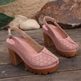 thumbnail image 6 of Lovskoo Womens Closed Toe High Heel Sandals Chunky Platform Pearl Ankle Strap Solid Color Casual Dress Shoes, 6 of 9