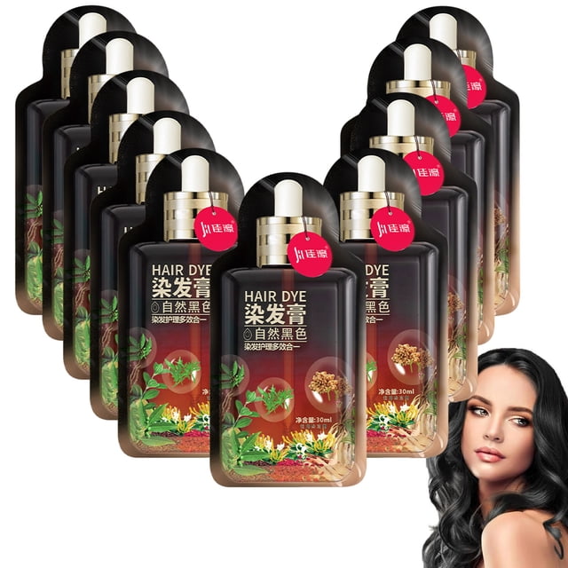 Tinte para el cabello natural de origen vegetal, 30 ml, 10 unidades por caja. Cubre las canas. Crema colorante para el cabello de origen vegetal.